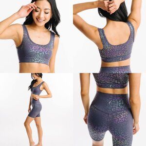 Zyia workout shimmer lepard print set size M